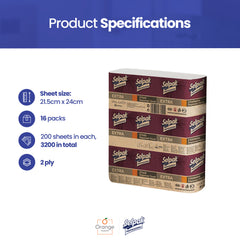 Selpak Professional Z Fold Paper Towels, 2ply Paper Hand Towels Disposable 16x200, (Total 3200 sheets), Absorbent White Paper Towel Ideal for Individuals/Businesses, Paper Hand Towels for Dispenser
