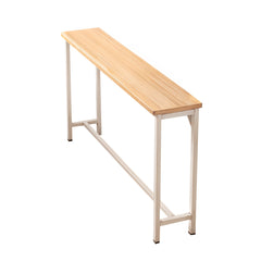Minimalist Wooden Console Table - Slim Wall-Mounted Single/Double Tier Entryway Shelf with Carbon Steel Frame, Space-Saving Narrow Hallway Table, Bedroom/Living Room Table (80x20cm, MDF Wood + Black/White Metal)