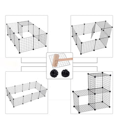 Pet Playpen Metal Wire Fence 12 Panel Enclosure Indoor Outdoor Guinea Pig Rabbit Small Animals Cage, Dog Playpen, Cat Playpen, Small Animal Playpen, Pet Playpen, Dog Fence for Puppy, Rabbit, Kitten, Hamster, Guinea Pig, Turtle, Hedgehog, 24 Plastic Buckle
