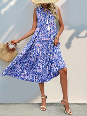 Spring/Summer Vacation Women'S Sleeveless Bohemian Style Fringed Tie-Up Printed Dress