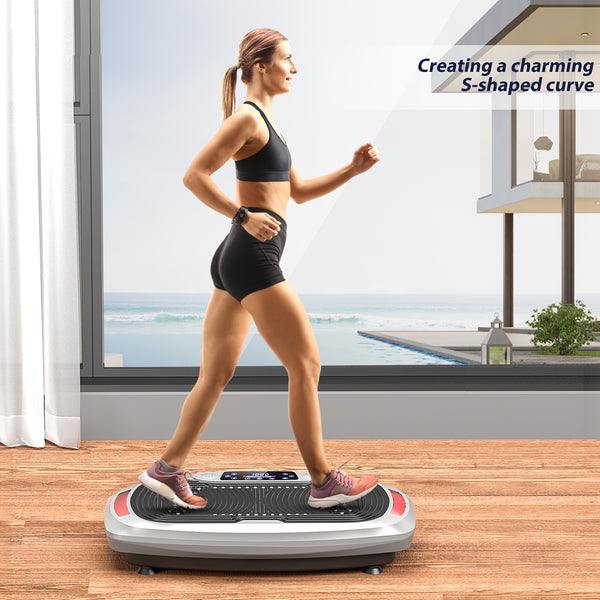 Smart Fat Elimination Vibration Plate | 300W Quiet Engine | 120 Speed Settings | Tension Rope | Silvery EU Standard | Fitness Support Vibration Device, Without Battery