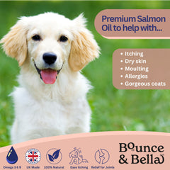 Scottish Salmon Oil for Dogs & Cats UK - Purity-Filtered Omega 3-6-9 Fish Oil Supplement, 500ml, Bounce and Bella