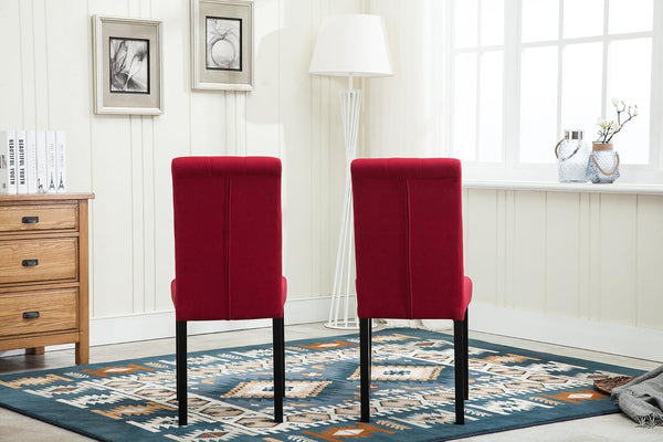 mcc direct Set of 2 Lined Fabric Dining Chairs With Solid Wooden Legs For Home & Commercial Restaurants