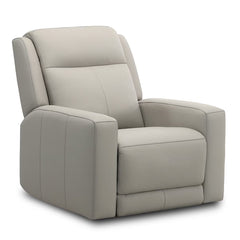 Simon Li Wren Light Grey Leather Power Reclining Armchair with Power Headrest