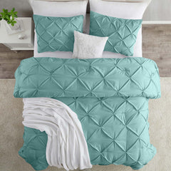 3pcs Pintuck Duvet Cover Set – Reversible Pinch Pleat Design with Pillowcases, Soft & Breathable Microfiber, Button Closure & Corner Ties, Machine Washable, Perfect for Bedroom or Guest Room – All Season