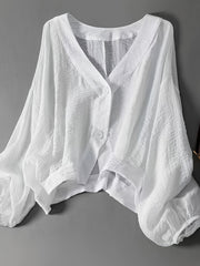 Women's Summer Sheer Lightweight Cropped Cardigan Jacket - V-Neck Button Front Button-Front Closure, Semi-Sheer Suitable for Camisoles & Dresses, Office Layering Piece, Machine Washable V-Neck Blouse Style Cardigan