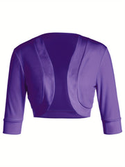 Female Cardigan Coat, Solid Color Long Sleeve Short Jacket Crop Tops for Spring Fall, Yellow/Purple/White/Black/Red