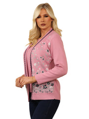 Ladies Twin Set Floral Sweater Womens Knitted Tank Top Cardigan Jumper