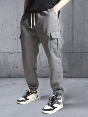 Men's Three-pc Cargo Pants, Solid Color Multi-Pocket Casual Outdoor Sports Trousers, Suitable for Spring, Summer, and Autumn