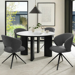 Bentley Designs Alisa round Sintered Stone Dining Table + 4 Grey Chairs