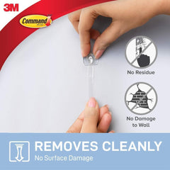 Command Decorating Clips, Pack of 20 Mini Hooks and 24 Small Strips, Transparent - Hanging Clips for Decorations and Fairy Lights, Wall Adhesive - Damage Free