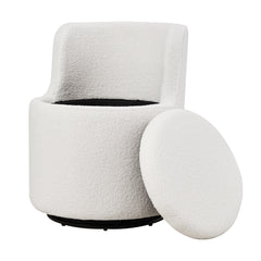 360°Swivel Sherpa Accent Chair With Hidden Storage, Accent Tub Armchair with 360° Rotating Metal Base, Comfy Boucle Chair Sofa Reading Chair With Storage Space for Living Room Bedroom