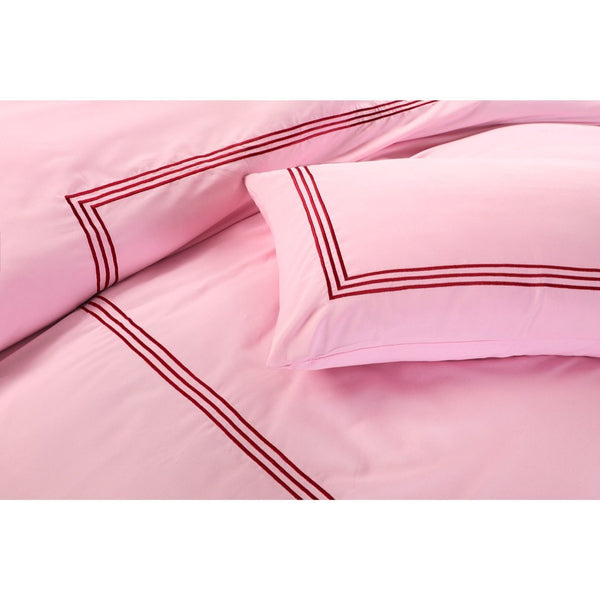 Embroided Baratta Stitch Duvet Cover Set with Matching Pillowcases - Ultra-soft Brushed Microfibre – Chic & Modern Design – Easy Care & Machine Washable