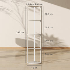 LED Floor Lamp with Shelves, 5-Tier Dimmable Standing Lamp with Adjustable Brightness and Foot Switch, Modern Corner Display Shelf Unit for Living Room Bedroom Office