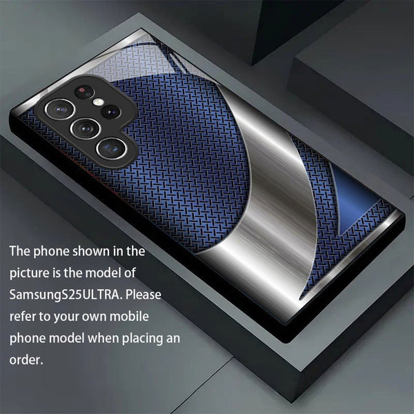 Phone Case - Phone Case: Blue Vein Metallic Texture New Phone Case Tempered Glass for Iphone 17 Air/ 16/ 15/ 14/ 13/ 12/ 11/ Plus/ Pro/ Pro Max And Galaxy S, A Series/ S22/ S23/ S24 FE/ S25/ S26 ULTRA PLUS. It Is The First Choice of Gift for Family