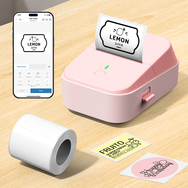 PM260B Portable Wireless Thermal Label Maker - 203DPI HD Printing, 1200mAh Long Battery, Auto-Calibration, Compatible with Mobile & Computer Systems, for Home Storage / Office Organization / Personal Item Sorting (Labels Included)