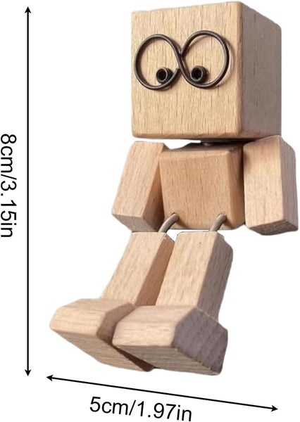 Shaking Wooden Man Figurine, Charming Little Wooden Figure That Sways, Handmade Shaking Feet Little Man, Funny Interior Car Ornaments for Car Dashboard