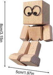 Shaking Wooden Man Figurine, Charming Little Wooden Figure That Sways, Handmade Shaking Feet Little Man, Funny Interior Car Ornaments for Car Dashboard