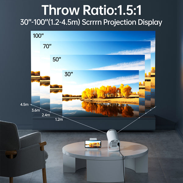 4K HD Wireless Portable Projector Mini Home Theater Projectors 180 Degree Rotation With Dual Wifi Built-in Android 11.0 OS