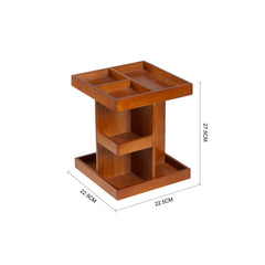 Wood Makeup Storage Box - 360-Degree Rotating Display Stand for Lipsticks, Skincare & Jewelry, Multi-Layer Organizer 22.5 * 22.5 * 27.5cm