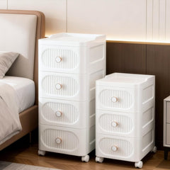 Mobile Storage Cabinet with Drawers, Slim Rolling Storage Unit for Bathroom, Bedroom, Living Room, Freestanding Organiser for Toiletries, Cosmetics & Household Items, 3/4 Layers Storage Cabinet