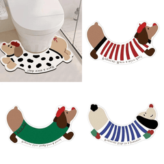 1pc Cute Dachshund Bathroom Mat, Silica Gel U-Shaped Non-Slip Absorbent Foot Mat, Hand Wash Only, Soft PVC Material, Home Decor
