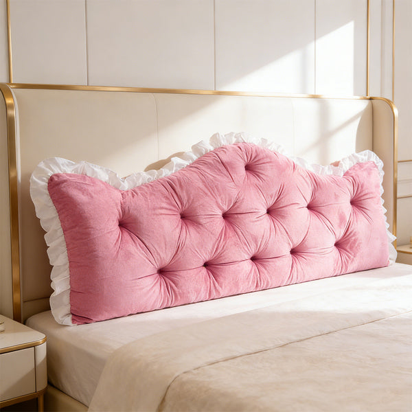 Large Ultra-Soft Comfortable Plush Backrest Pillow, Princess Style Reading Cushion, Neck and Back Support, Luxurious Fashionable Home Style Multifunctional Lace Ruffled Headboard Cushions, Suitable for Bedroom, Living Room, Dorm, Sofa Home Decor, Machine