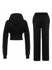 Women Corset Fit Hoodie and Trouser 2Pc Zip Tracksuit Set 2Pc Set with Zip Front, Long Sleeves and Straight Leg Pants, Perfect for All Seasons, Top Set