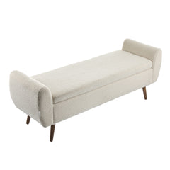 1pc Upholstered Bench Chiar With Storage Box, Padded Bench With Storage Space, Window Seat Bench, End of Bed Bench, Shoe Bench, Footstool With Wooden Legs For Hallway, Living Room, Bedroom, 153*46*54cm