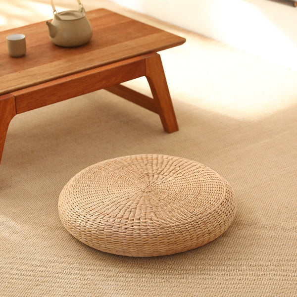 10cm Thicken Straw Cushion, Solid Round Seat Cushions Chair Pad Pillow Seat Soft Tatami Floor Cushion for Yoga Meditation Living Room Balcony Office Outdoor 40cm/50cm