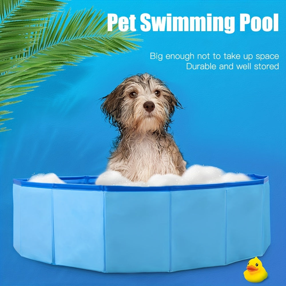 Heavy Duty Dog Swimming Pool, Dog Paddling Pool, PVC Board Pet Pool Quick Setup, Drainage Hole & Thickened Bottom For Small/Large Dogs Indoor & Outdoor Use