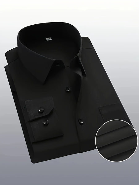 1+2, Three-Piece Solid Color Button- Shirt, Men'S Everyday Basic Shirt, Long-Sleeved Shirt with Pockets, Casual Shirt, Business Shirt, Blend, Soft And Comfortable