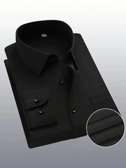 1+2, Three-Piece Solid Color Button- Shirt, Men'S Everyday Basic Shirt, Long-Sleeved Shirt with Pockets, Casual Shirt, Business Shirt, Blend, Soft And Comfortable