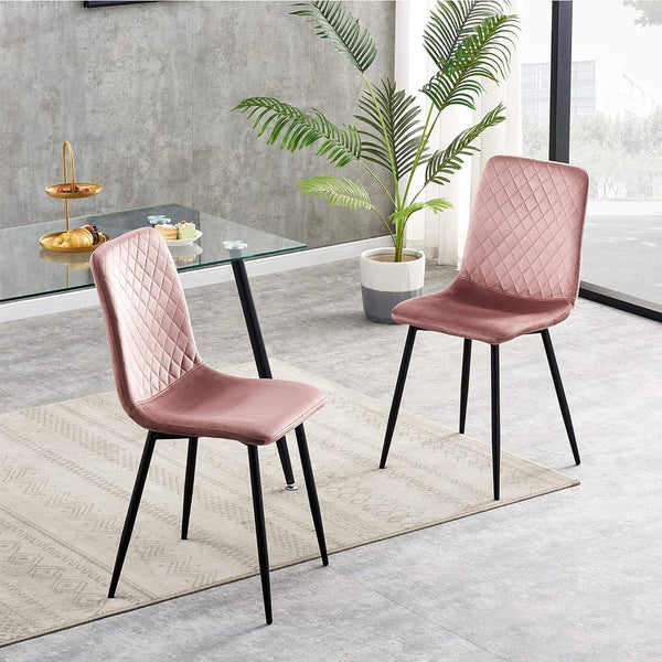 mcc direct Set of 2 Designer Velvet Chairs Fabric Dining Chairs with Metal Legs-Lexi Chairs