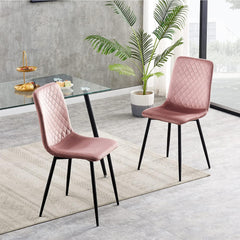 mcc direct Set of 2 Designer Velvet Chairs Fabric Dining Chairs with Metal Legs-Lexi Chairs