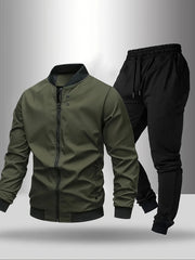 [Maigiqi] Casual Set Men'S Spring Autumn Easy Athletic Two-Piece Outfit Polo Collar Jacket