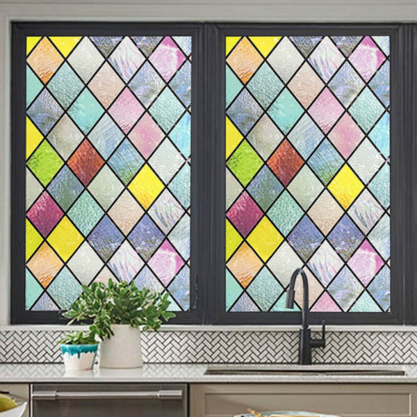 1 Roll of Crystal Lattice Patterned Glass Film, Static Cling, No Glue, Providing Privacy And Blocking Rays, Suitable for Both Office And Home Use