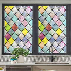1 Roll of Crystal Lattice Patterned Glass Film, Static Cling, No Glue, Providing Privacy And Blocking Rays, Suitable for Both Office And Home Use