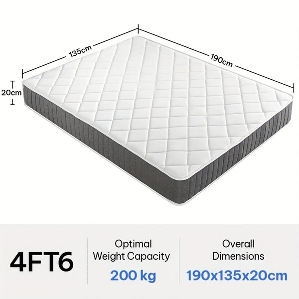 20cm Medium-Firm Spring Hybrid Mattress with Pocket Springs - Individually Responsive, & Motion Isolation, Single/Small Double/Double/King/Super King Bed Sizes, Mattress in a Box (No Heavy Lifting) for Home & Hotel