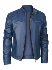 New Autumn/Winter Men's Jacket, European/American Style Motorcycle Jacket, Men's Stand Collar Windproof Winter Outerwear