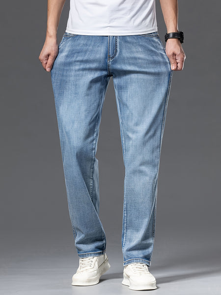 Geng Yuanshi High-End Summer Men's Jeans New Trend Fashion Straight-Leg Light Business Stretch Denim Pants
