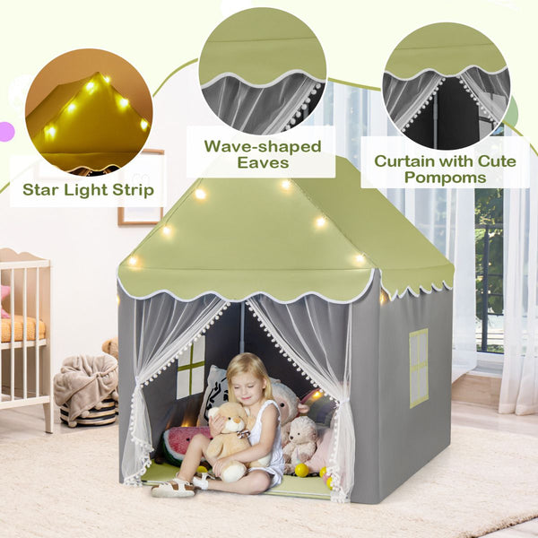 Large Kids Play House with Washable Mat and Star Lights
