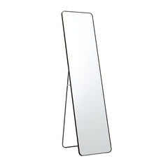 Full Length Mirror 147x37cm Aluminium Alloy Standing/Wall Rectangular Floor Mirror for Bedroom, Hallway & Dressing Room Lean, Hang or Mount (Black)