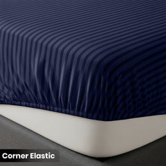 1pc Extra Deep Striped Fitted Sheet 40cm – Soft & Comfortable Microfiber Bedding, Breathable & Smooth, Machine Washable Bed Sheet Suitable for Bedroom