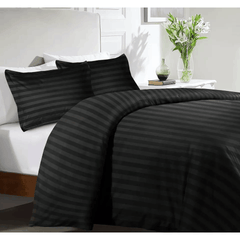 Luxurious Hotel Quality SATIN STRIPE DUVET/QUILT COVER BEDDING SET with Pillowcases All Sizes Bedding Set - 3pcs Hypoallergenic Satin Stripes Microfiber Duvet Quilt Cover with Pillow Cases - Soft Comfortable, Durable Breathable & Anti-Wrinkle Duvet Cover