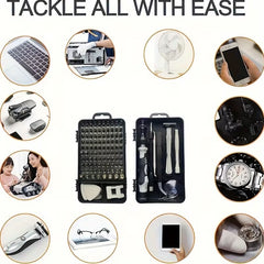 114-in-1 Premium Screwdriver Tool Set, Magnetic Bit Design & High Hardness Construction, Multi-functional Repair Kit with Specialty Special-Shaped Screw Bits