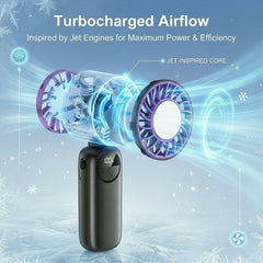 3-in-1 Rechargeable Handheld Fan with 120-Speed Control and LED Battery Indicator, Turbo-Powered Foldable Neck and Desk Fan for Instant Cooling, Portable USB Fan for Summer Camping Hiking Office and Daily Use