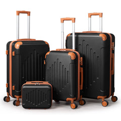 4/5pcs Hard Shell Luggage Set, Expandable & Lightweight Hardside Suitcase With 360° Spinner Wheels (12, 16, 20, 24, 28 Inch) - Stylish White Paired With Brown Luggage