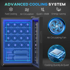 Freestanding Wine Cooler Fridge, 20 Bottle, 53 Litre Capacity, 43cm Quiet Under Counter Compressor Drinks Beer Wine Fridge with Glass Door, LED Light, Digital Touch Screen, Temperature Control