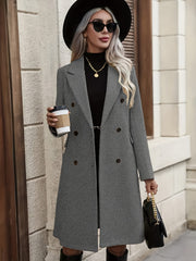 Women'S Solid Color Double-Breasted Trench Coat